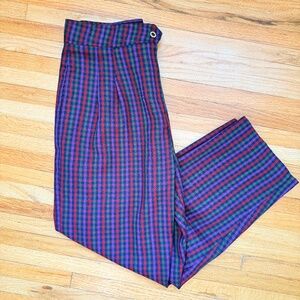 Vintage Plaid High-Waisted Trousers – 80s / Academia Core ❤️💙